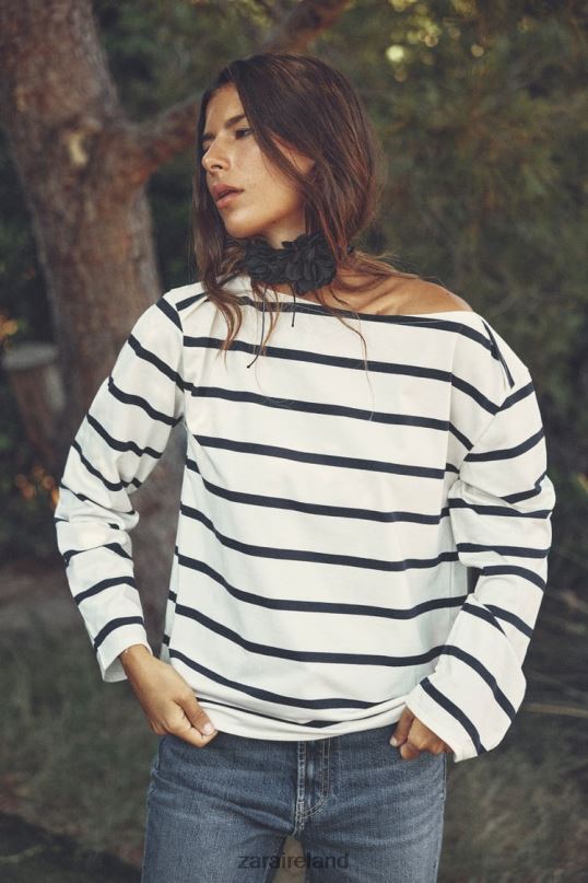 Zara Cotton T-Shirt Women 462J0468 Striped Clothing